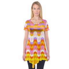 Dna Early Childhood Wave Chevron Rainbow Color Short Sleeve Tunic 