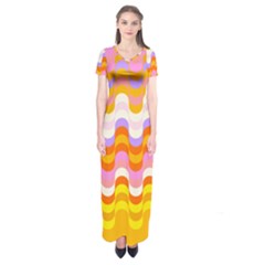 Dna Early Childhood Wave Chevron Rainbow Color Short Sleeve Maxi Dress