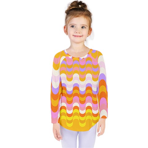 Dna Early Childhood Wave Chevron Rainbow Color Kids  Long Sleeve Tee by Alisyart