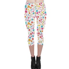 Floral Pattern Capri Leggings  by Valentinaart