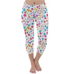 Floral Pattern Capri Winter Leggings  by Valentinaart