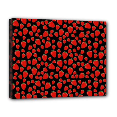 Strawberry  Pattern Canvas 14  X 11  by Valentinaart