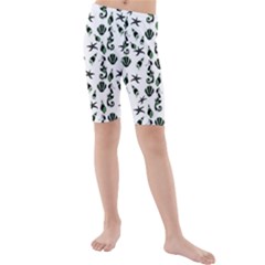 Seahorse pattern Kids  Mid Length Swim Shorts