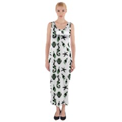 Seahorse Pattern Fitted Maxi Dress