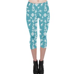 Seahorse Pattern Capri Leggings  by Valentinaart