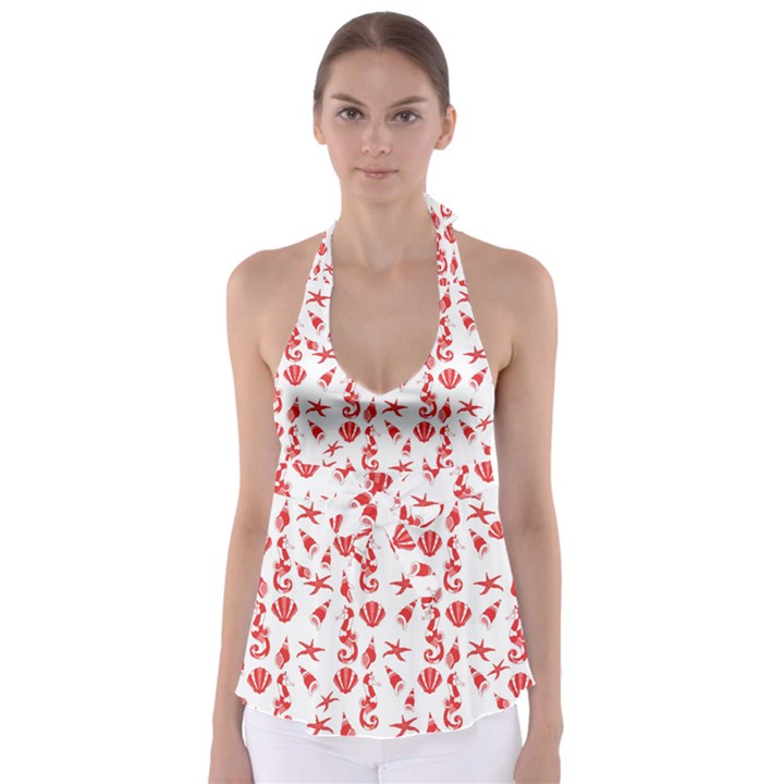 Seahorse pattern Babydoll Tankini Top