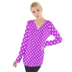 Polka Dots Women s Tie Up Tee by Valentinaart