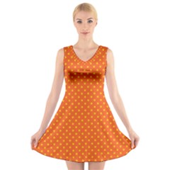 Polka Dots V-neck Sleeveless Skater Dress