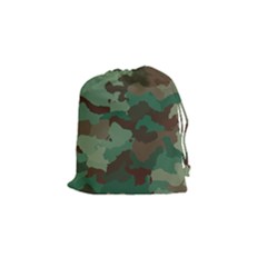 Camouflage Pattern A Completely Seamless Tile Able Background Design Drawstring Pouches (small)  by Simbadda