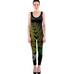 Drawing Of A Fractal Fern On Black Onepiece Catsuit by Simbadda