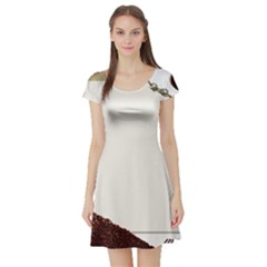 Greeting Card Coffee Mood Short Sleeve Skater Dress