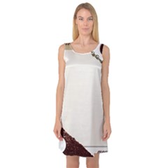 Greeting Card Coffee Mood Sleeveless Satin Nightdress