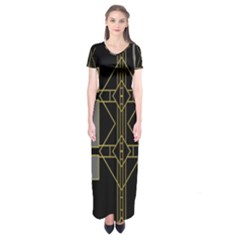 Simple Art Deco Style  Short Sleeve Maxi Dress by Simbadda