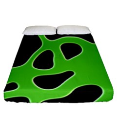 Black Green Abstract Shapes A Completely Seamless Tile Able Background Fitted Sheet (queen Size) by Simbadda