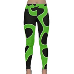 Black Green Abstract Shapes A Completely Seamless Tile Able Background Classic Yoga Leggings by Simbadda
