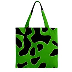 Black Green Abstract Shapes A Completely Seamless Tile Able Background Zipper Grocery Tote Bag by Simbadda