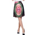 Fractal Plate Like Image In Pink Green And Other Colours A-Line Skirt View1