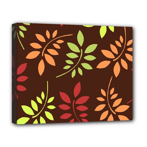 Leaves Wallpaper Pattern Seamless Autumn Colors Leaf Background Deluxe Canvas 20  X 16   by Simbadda