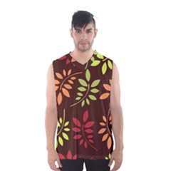 Leaves Wallpaper Pattern Seamless Autumn Colors Leaf Background Men s Basketball Tank Top by Simbadda
