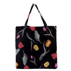 Colorful Tulip Wallpaper Pattern Background Pattern Wallpaper Grocery Tote Bag by Simbadda