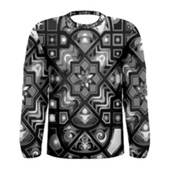 Geometric Line Art Background In Black And White Men s Long Sleeve Tee