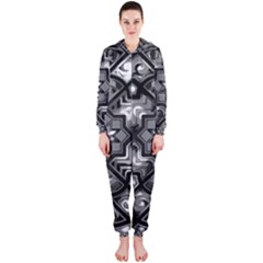 Geometric Line Art Background In Black And White Hooded Jumpsuit (ladies)  by Simbadda