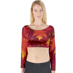 Autumn Leaves Fall Maple Long Sleeve Crop Top