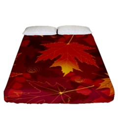 Autumn Leaves Fall Maple Fitted Sheet (Queen Size)