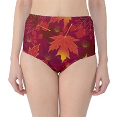 Autumn Leaves Fall Maple High-Waist Bikini Bottoms