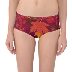 Autumn Leaves Fall Maple Mid-Waist Bikini Bottoms