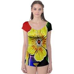 Beautiful Fractal Flower In 3d Glass Frame Boyleg Leotard 