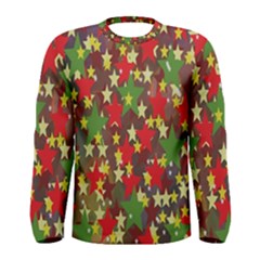 Star Abstract Multicoloured Stars Background Pattern Men s Long Sleeve Tee by Simbadda