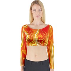 Fire Flames Abstract Background Long Sleeve Crop Top by Simbadda