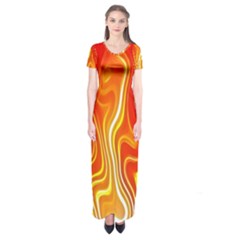 Fire Flames Abstract Background Short Sleeve Maxi Dress by Simbadda