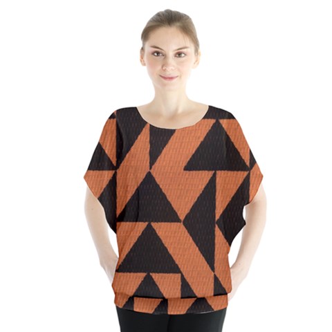 Brown Triangles Background Blouse by Simbadda