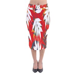 Leaves Pattern Background Pattern Velvet Midi Pencil Skirt by Simbadda