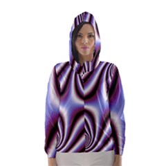 Fractal Background With Curves Created From Checkboard Hooded Wind Breaker (Women)