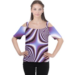 Fractal Background With Curves Created From Checkboard Women s Cutout Shoulder Tee