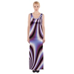 Fractal Background With Curves Created From Checkboard Maxi Thigh Split Dress