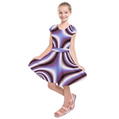 Fractal Background With Curves Created From Checkboard Kids  Short Sleeve Dress