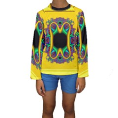 Fractal Rings In 3d Glass Frame Kids  Long Sleeve Swimwear by Simbadda