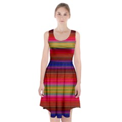 Fiestal Stripe Bright Colorful Neon Stripes Background Racerback Midi Dress by Simbadda