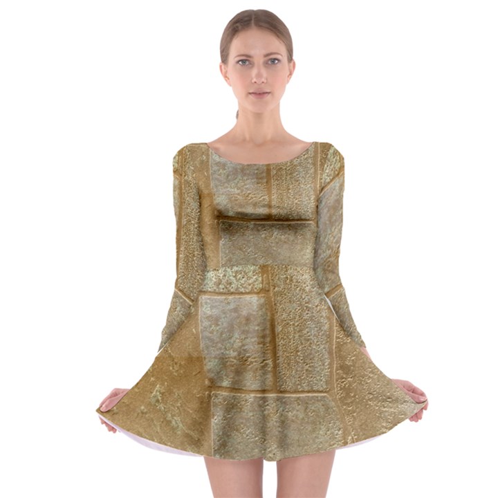 Texture Of Ceramic Tile Long Sleeve Skater Dress