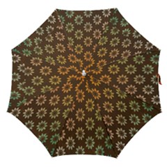 Grunge Brown Flower Background Pattern Straight Umbrellas by Simbadda