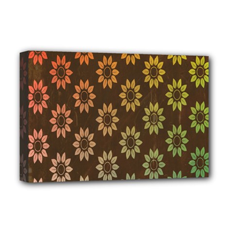 Grunge Brown Flower Background Pattern Deluxe Canvas 18  X 12   by Simbadda