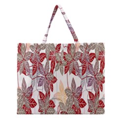 Floral Pattern Background Zipper Large Tote Bag by Simbadda