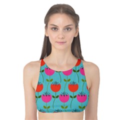 Tulips Floral Background Pattern Tank Bikini Top by Simbadda