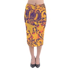 Floral pattern Velvet Midi Pencil Skirt