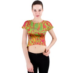 Floral Pattern Crew Neck Crop Top by Valentinaart