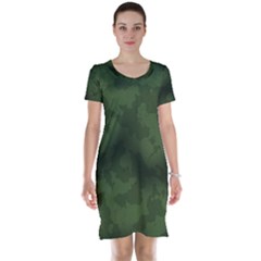 Vintage Camouflage Military Swatch Old Army Background Short Sleeve Nightdress by Simbadda